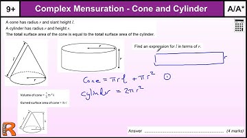 Surface Area of Cone and Cylinder (Algebra) GCSE Maths revision Exam paper practice & help