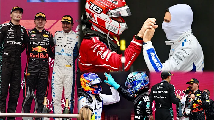 Max Verstappen Charles Leclerc congratulates Carlos Sainz on 1st Podium in Williams | Podium BTS