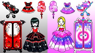 Paper Dolls Dress Up - Vampire And Unicorn Castle Handmade Paper Craft - Woa Doll Channel