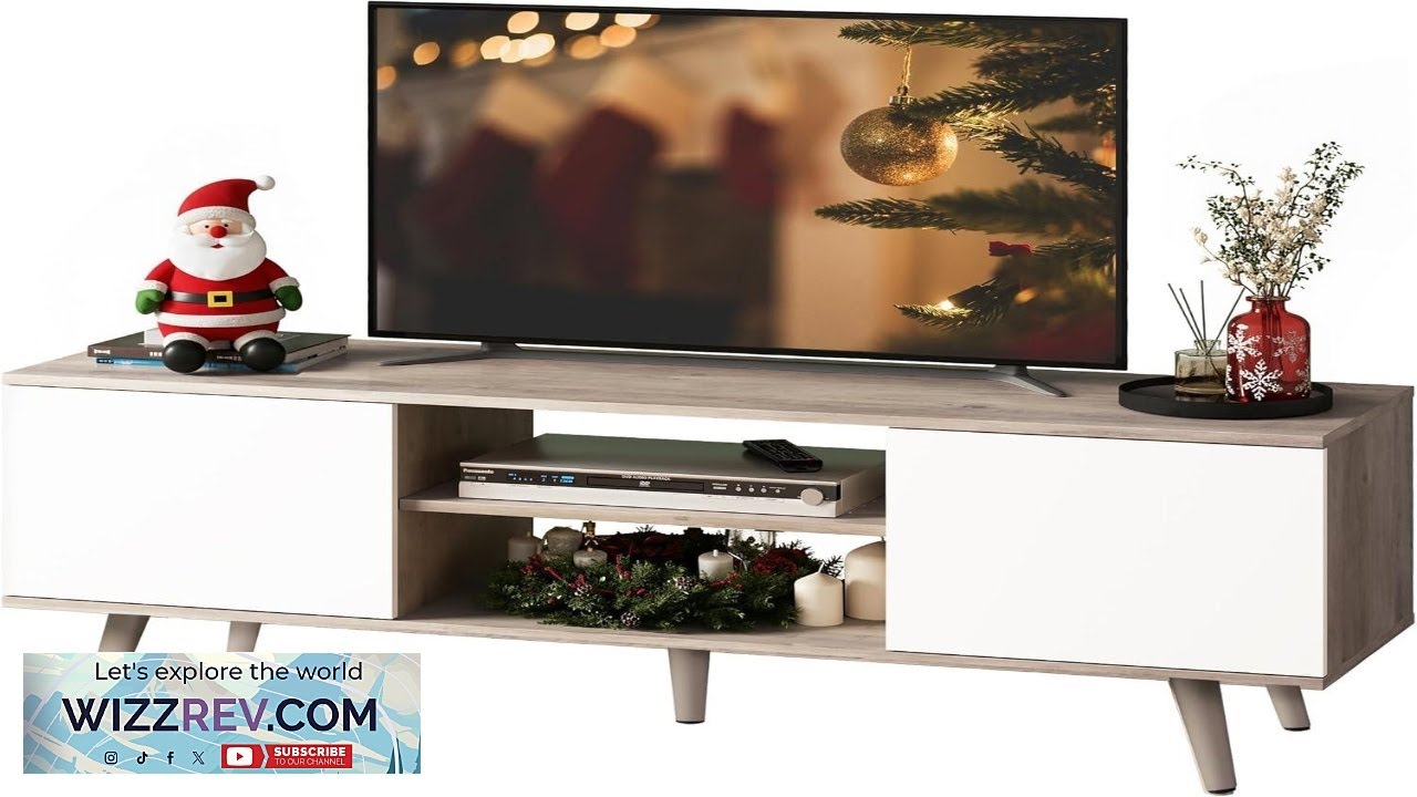 WLIVE Mid Century Modern TV Stand for 55 60 Inch TV Entertainment Center