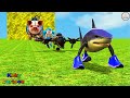 Paint Animals Gorilla Cow Lion Elephant Dinosaurs Dragons and T-Rex Fountain Crossing Animal Cartoon