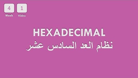 [4-1] CS50x In Arabic - Week 4 - Hexadecimal