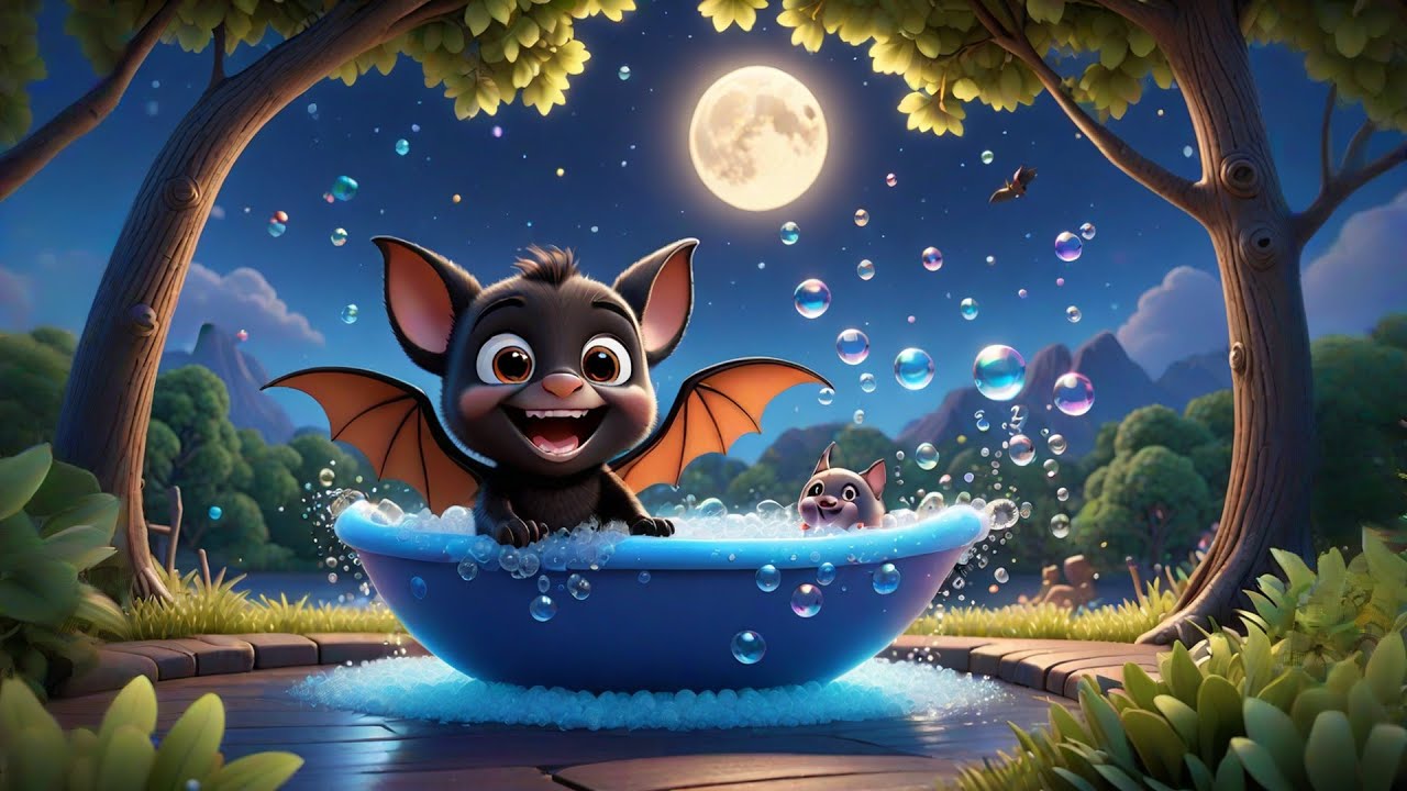 Four Baby Bats in a Bubble Bath | Fun Animal Song for Kids | Nursery Rhymes and Preschool Learning