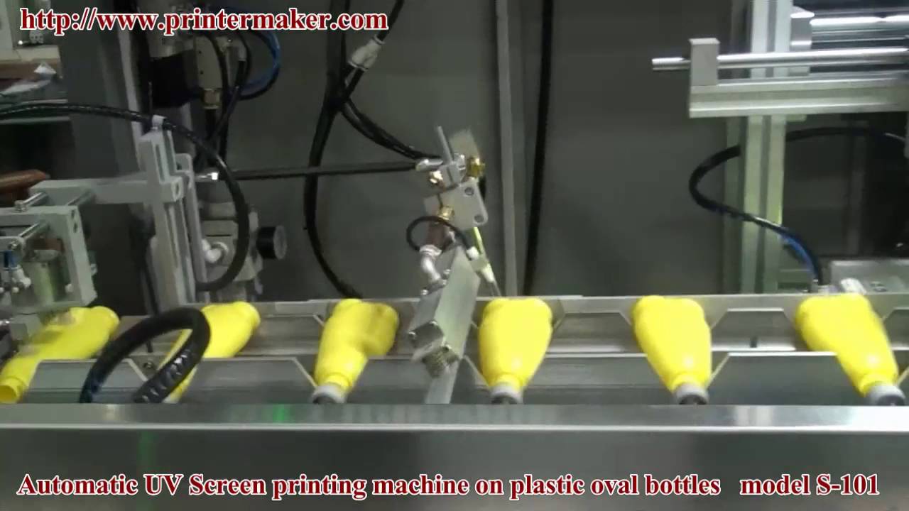 Automatic UV Screen printing machine on plastic oval bottles