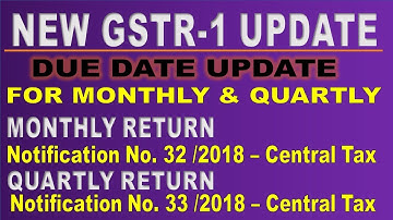 NEW GSTR-1 RETURN DUE DATE Notification No. 32 /2018 – Central Tax