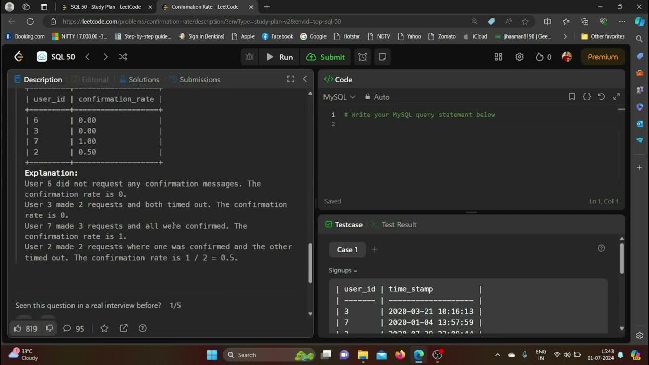 1934. Confirmation Rate Leetcode TOP 50 SQL Problem SOLVED - YouTube