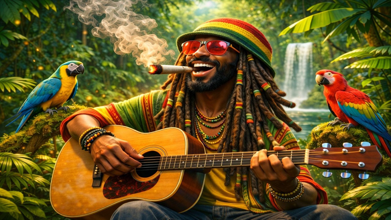 “Jungle Strings & Happy Smoke – Pure Reggae Vibes” 🌿🎸💨