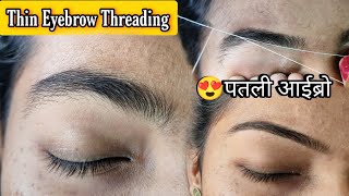 Eyebrow Threading step by step in 5 minutes at Home | Thin Eyebrow Easy Tutorial