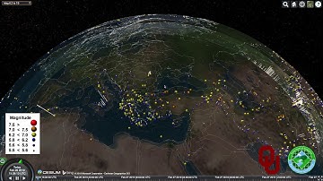 Europe subsurface earthquakes using CesiumJS.