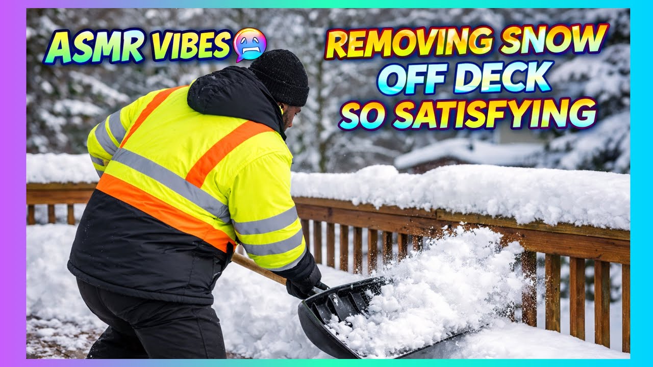 ASMR VIBES 😻 ~ removing snow from deck | satisfying