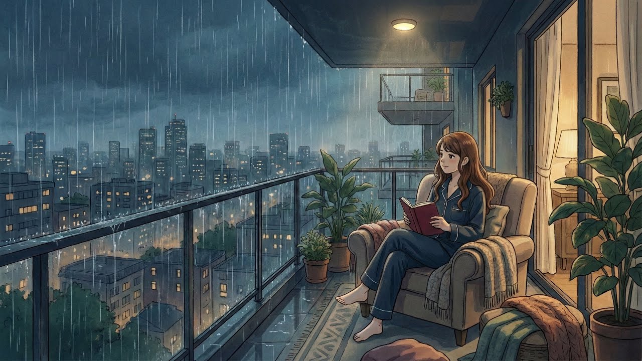 A Rainy Cozy Day in a Luxury Apartment | Ghibli movies