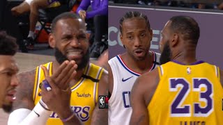 LeBron James upset with the no call there. LeBron: "He grabbed my whole hand!"