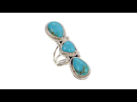 Chaco Canyon Multicut Kingman Turquoise Elongated Ring - YouTube