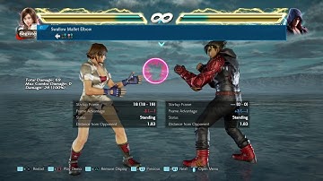Asuka movelist with frame data display (opponent all block)