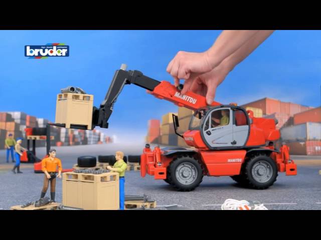 Bruder 02129 - Manitou MRT 2150 Teleskoplader 1:16 - Vehículo De Construcción Con Brazo Telescópico Y Accesorios - Juguete De Alta Calidad Para Niños Desde 4 Años