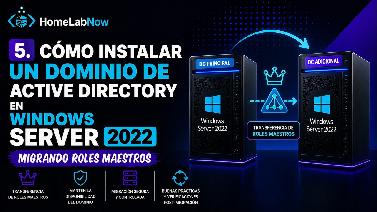 5. Cómo instalar un dominio de Active Directory en Windows Server 2022: Migrando Roles Maestros