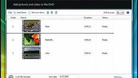 Burn a DVD Video disc with Windows DVD Maker