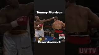 Tommy Morrison vs Razor Ruddock brutal left hook for the knockdown what a chin on Ruddock to get up