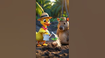 DUCKS and CAPYBARAS Join Forces to GREEN THE ISLAND FOREVER #shorts #cuteanimals #duck #capybara