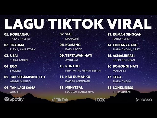 Lagu Tiktok Viral 2023 - Lagu Pop Terbaik Spotify, Joox, Resso 2023 class=