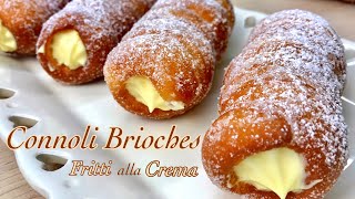 CANNOLI BRIOCHE FRITTI ALLA CREMA ricetta Carnevale BRIOCHE CANNOLI FRIED WITH CREAM- Tutti a Tavola