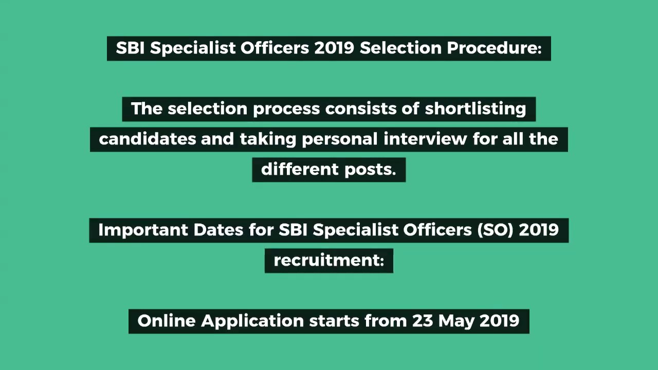 SBI SO Specialist Officers Notification 2019
