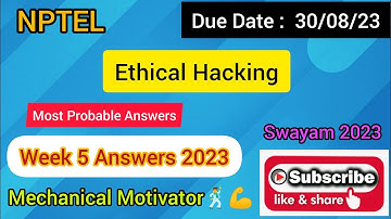Ethical Hacking | Week 5 Quiz | Assignment 5 Solution | NPTEL | SWAYAM 2023