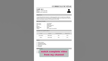 CV Without Experience | Simple CV With No Experience