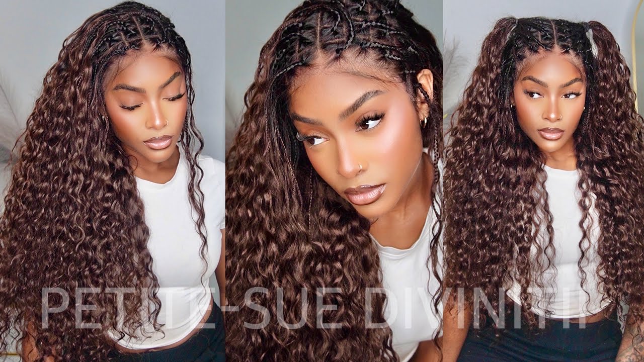 13x6 HD Lace Front Braided Curly Chocolate Brown Wig ft 
