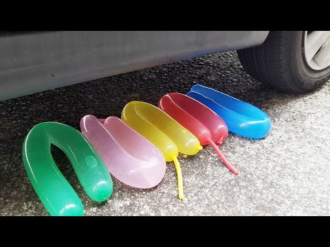 Experiment Car VS Water in long balloons Crusing Crunchy & Soft Thingss by Car