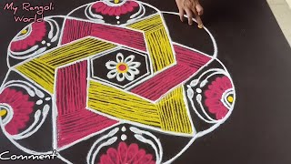 Easy Star Padi Kolam | Simple Padi Koalm Designs with 5*3 dots | Latest Geethala Muggulu with 5 dots