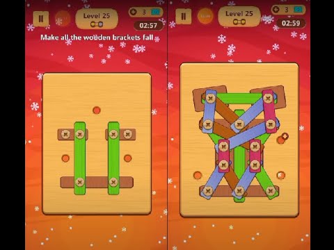 Wood Nuts & Bolts Puzzle - Level 25