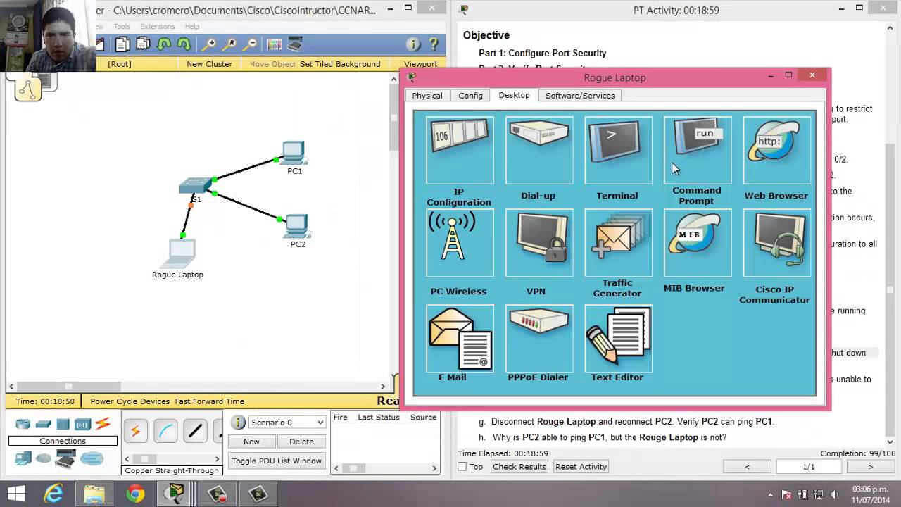 5.2.2.7 - 2.2.4.9 Packet Tracer - Configuring Switch Port Security