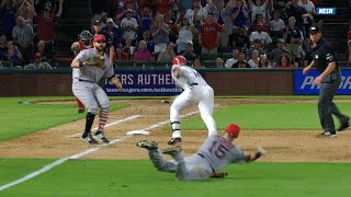 BOS@TEX: Pedroia makes barehanded stop, falling throw