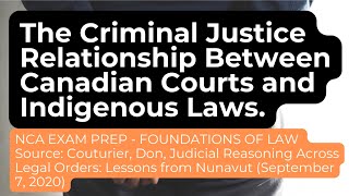 The Criminal Justice Relationship Between Canadian Courts and Indigenous Laws