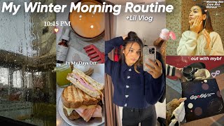 My winter morning routine 🌧️🌿|روتيني الصباحي في الشتاء🍳🕯️+lil Vlog(Zara haul🛍️, lunch out🍱..)