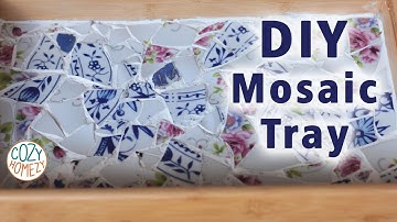 DIY Mosaic Tray from Broken Dishes - DIY Tray Makeover with Mosaics