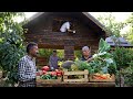 Harvesting Vegetables and Cooking Dinner for Wooden House Builders, Funny Pets