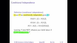 L11 Definitions of Unconditional and Conditional Independence