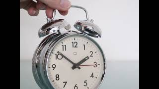 Alarm Mantel Clock Chrome! Vintage High Gloss DOUBLE BELLS! Top Condition
