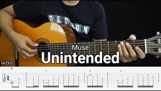 UNINTENDED - MUSE - Fingerstyle Guitar Tutorial TAB + Chords + Lyrics Resimi