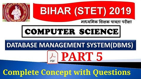 Database Management System (DBMS) Complete Concept with Questions Part 5 ll DBMS for STET Exam