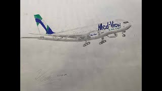 Med-View Airlines 777-200 | Timelapse Drawing