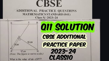 Q11 solution cbse additional practice paper 2024 math class 10 | practice paper 2024 solution  Q11