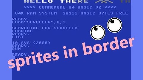 Commodore64 C64 SPRITE SCROLLER IN BORDER