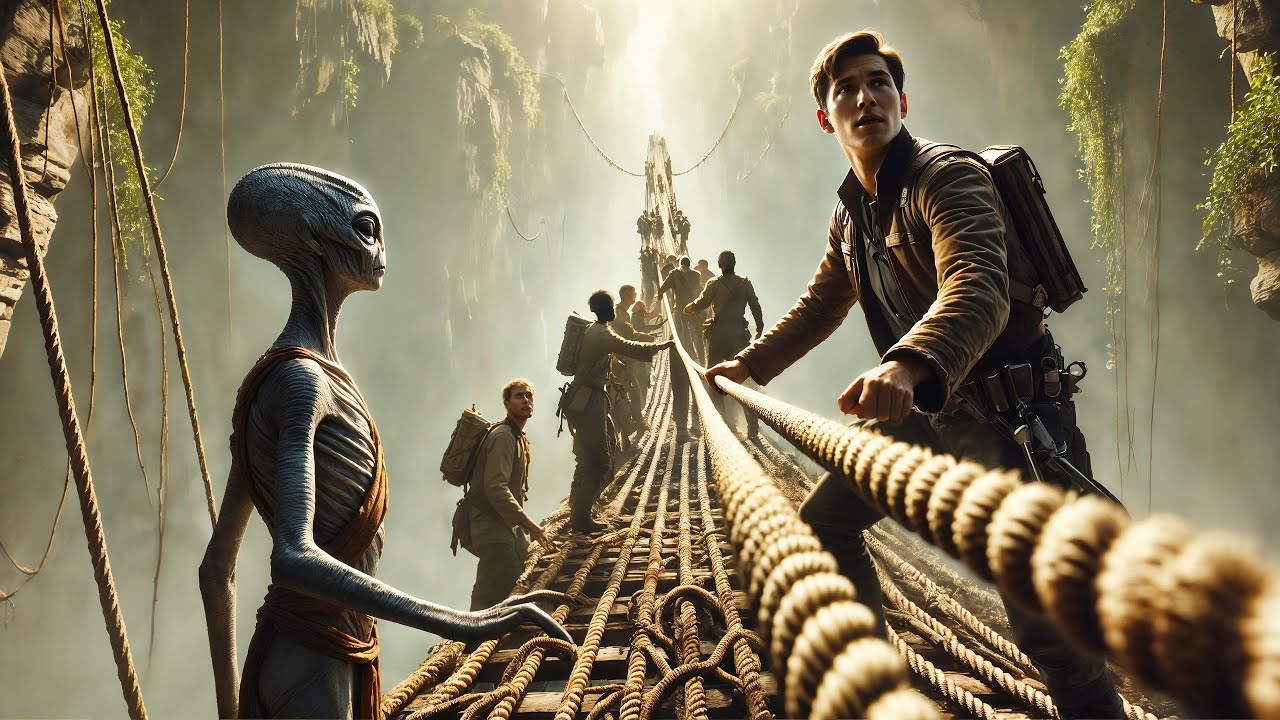 Alien Students Panicked at the Cliff Crossing — Human Built a Rope ...