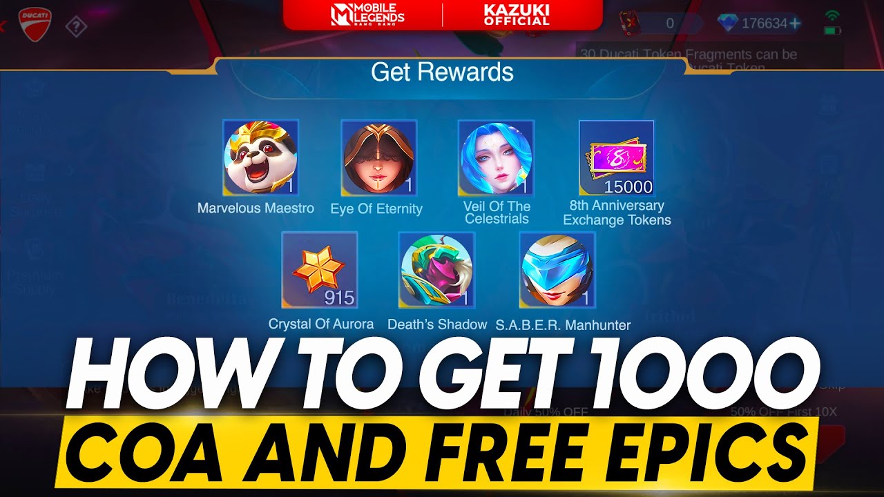 HOW TO GET 1000 COA, FREE EPIC SKINS AND 15K ANNIVERSARY TOKENS