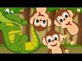 Five Little Monkeys Swinging In The Tree 🐒🐊 | Five Little Monkeys Song | Nursery Rhyme With Lyrics