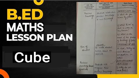 Maths lesson plan| CUBE|