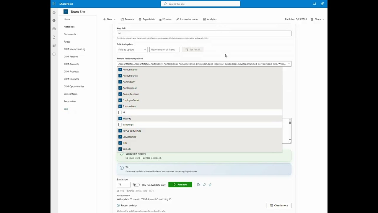 SP Bulk Search — search, filter and bulk-update